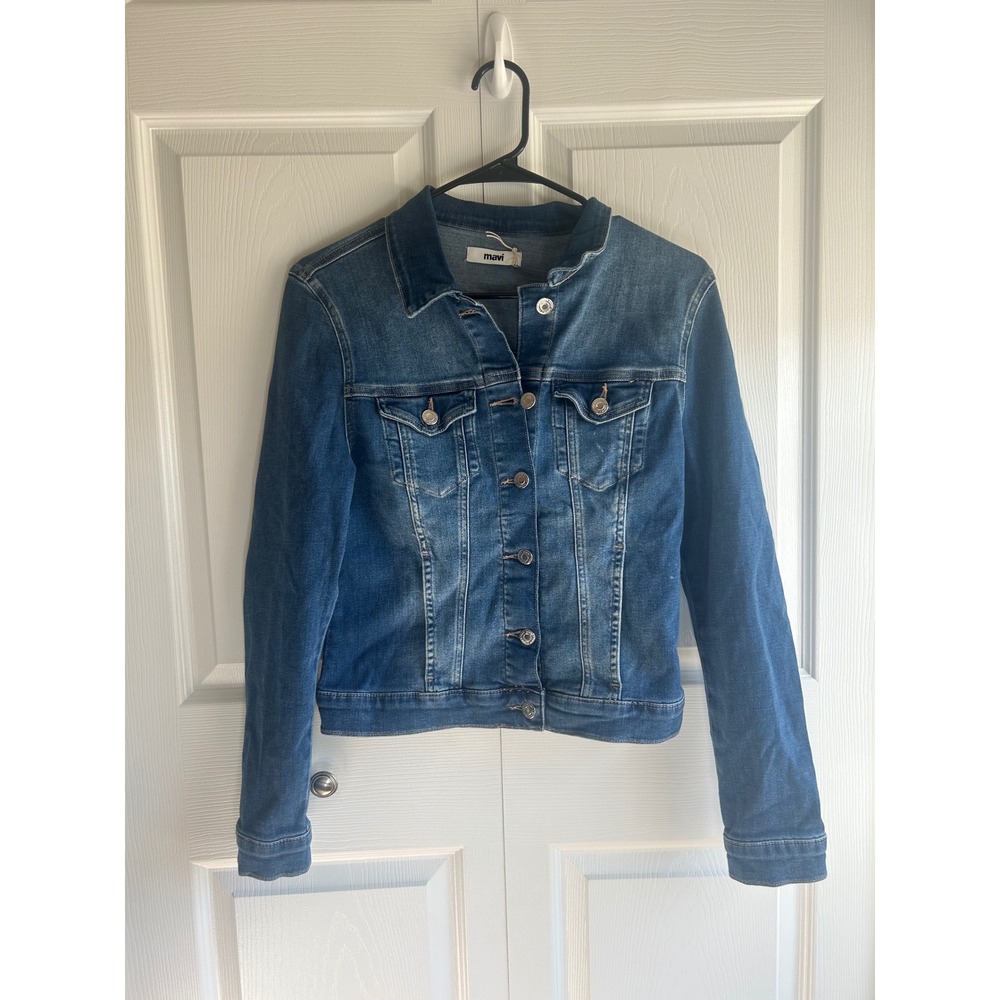 Mavi Samantha Denim Jacket Medium Wash Blue Trucker Jean Jacket Small